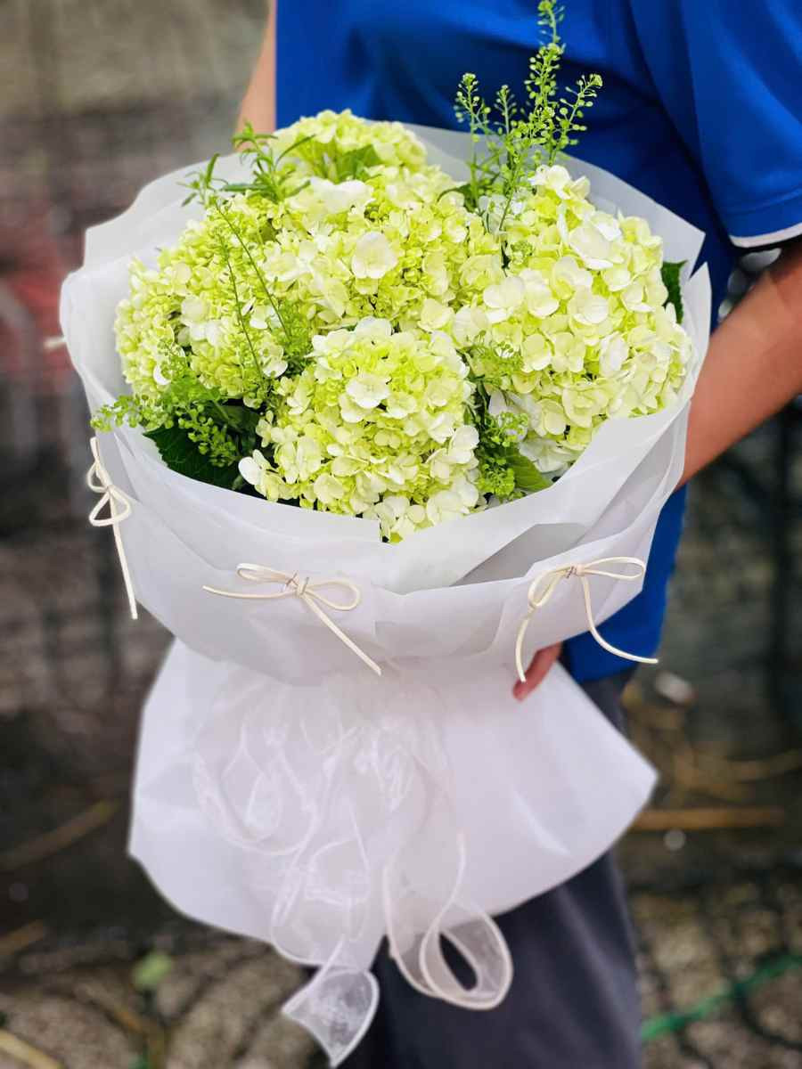 Bó hoa cẩm tú cầu đầm thấm