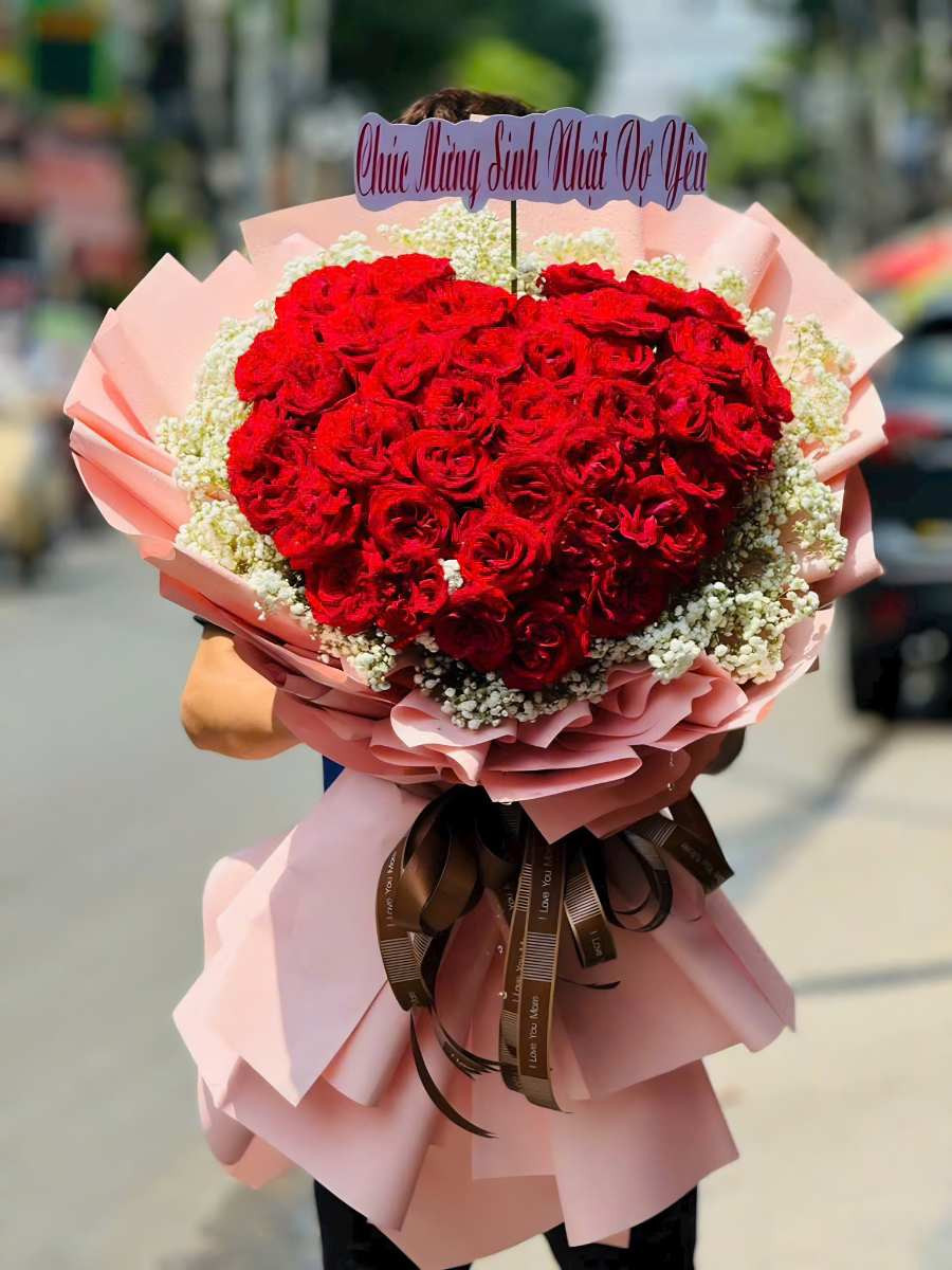 Bó hoa tuyệt tác hồng nhung